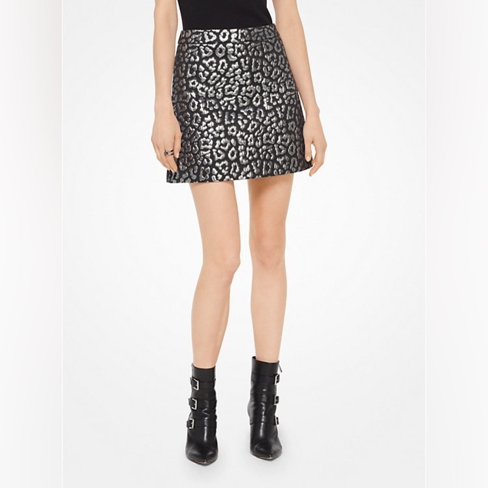 Michael Michael Kors Metallic Leopard Jacquard Mini Skirt size 0